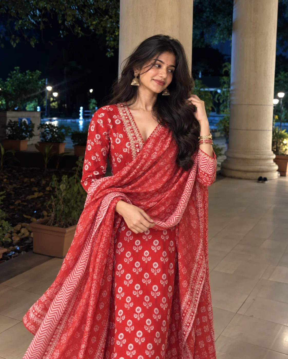 Red Kurti - Full Silhouette